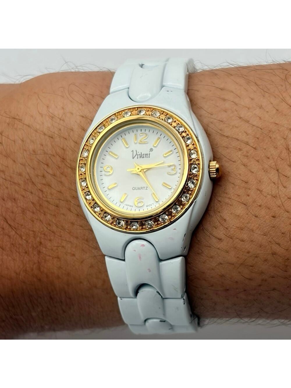 Gold & White Crystal Vivani Watch